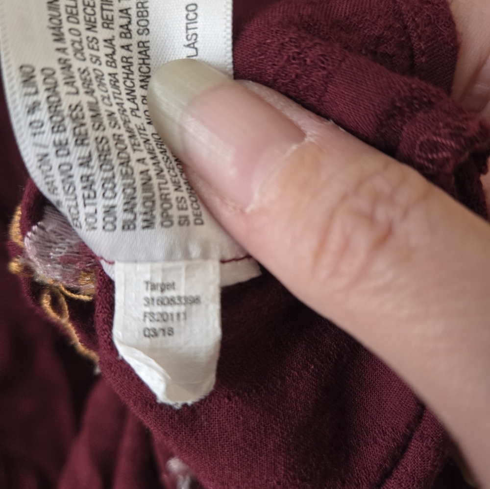 Women's Knox Rose Burgundy Embroidered Floral Button-Up Shirt Size M - Picture 15 of 16